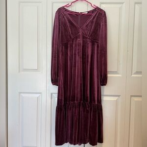 Elegant Velvet Burgundy Dress